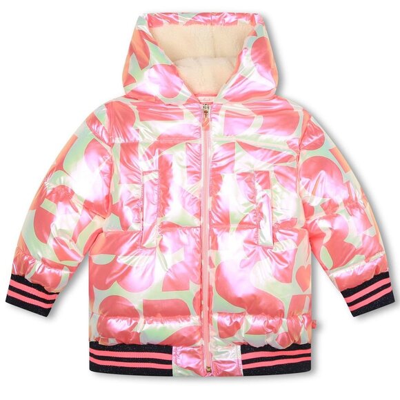 NWT Billieblush Printed Puffer Jacket Pink - Picture 1 of 9
